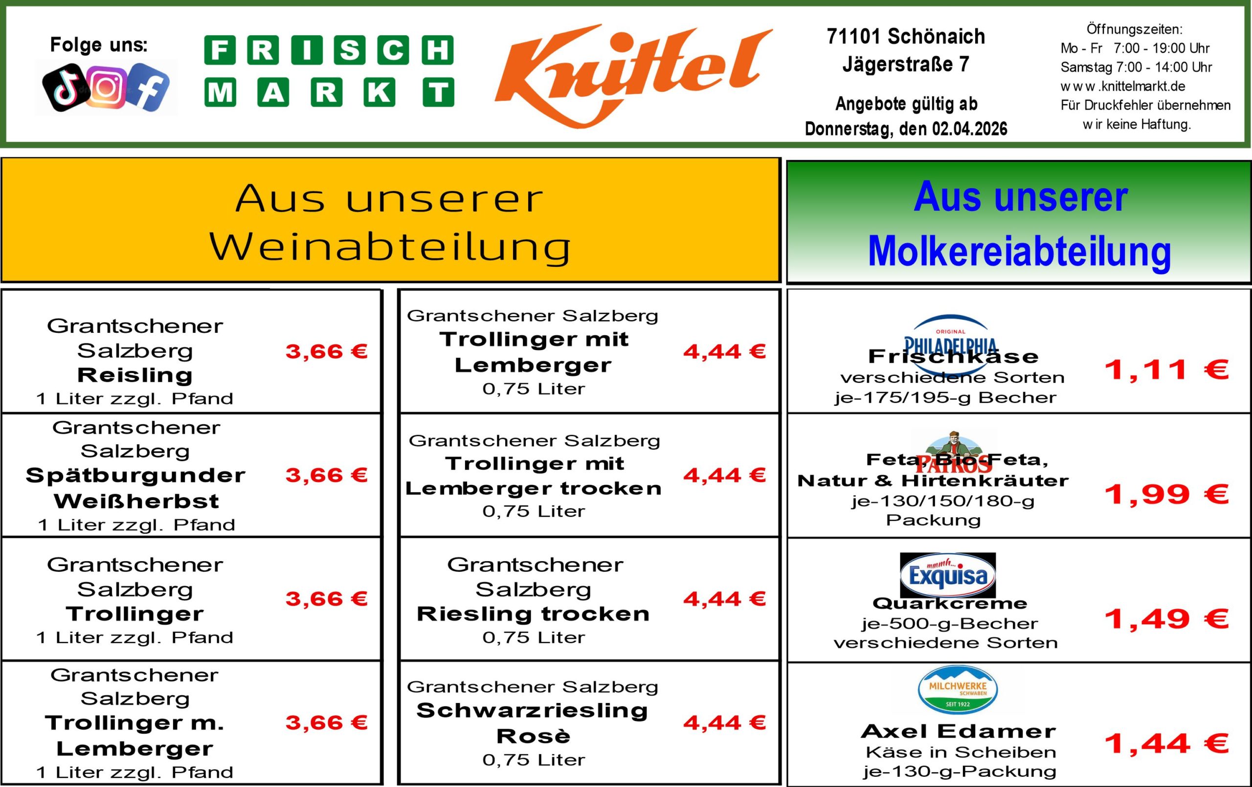 Angebot Rückseite